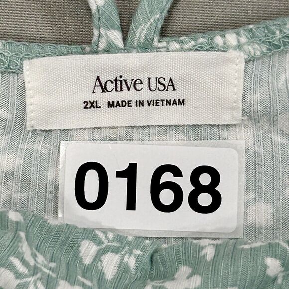 Active USA Dress Women's 2XL XXL Green Floral Knee Length Straps V-Neck Pullover - Picture 15 of 15